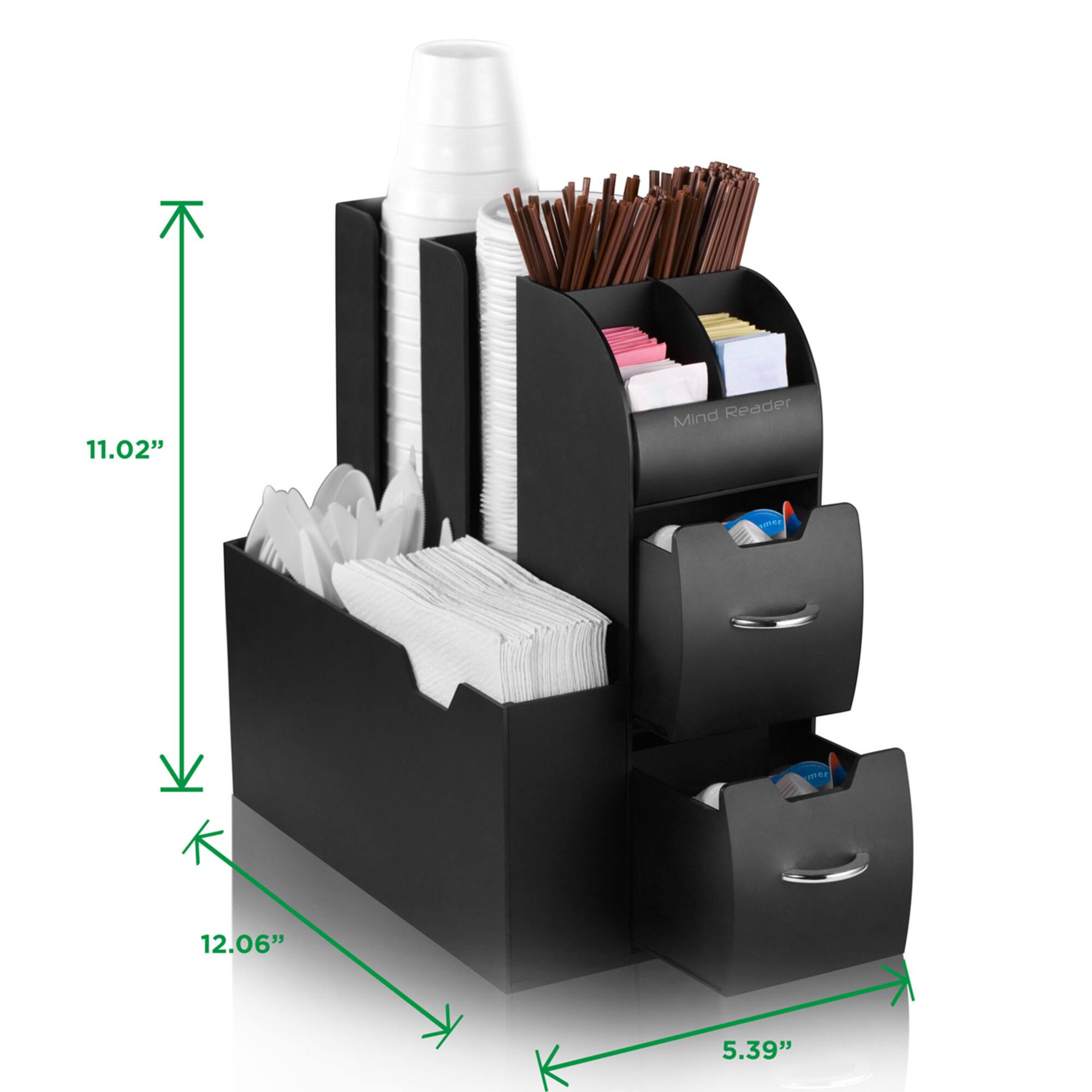Mind Reader Black Coffee Caddy Condiment Storage Organizer